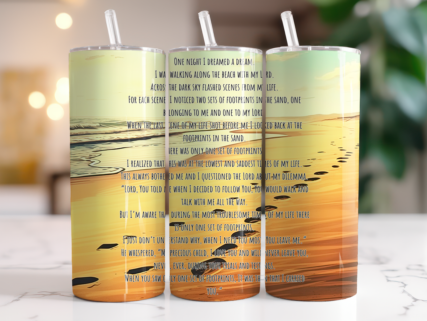 Footsteps in the Sand 20 oz Tumbler