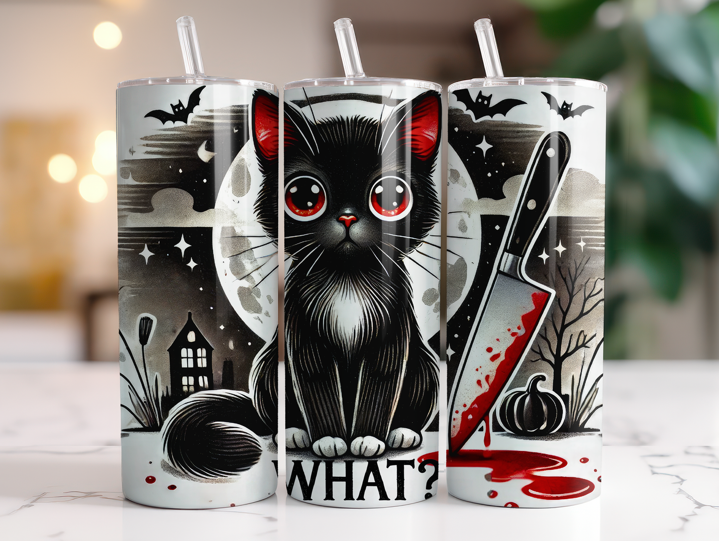 What? Black Cat - 20oz Skinny Stainless Steel Tumbler