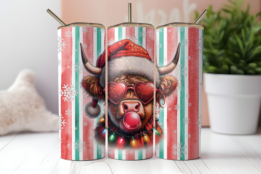 Highland Cow Santa 20 oz Tumbler