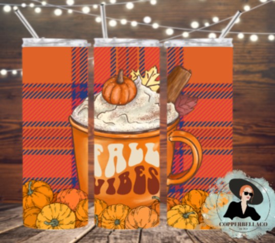 Fall Vibes  - 20oz Skinny Stainless Steel Tumbler