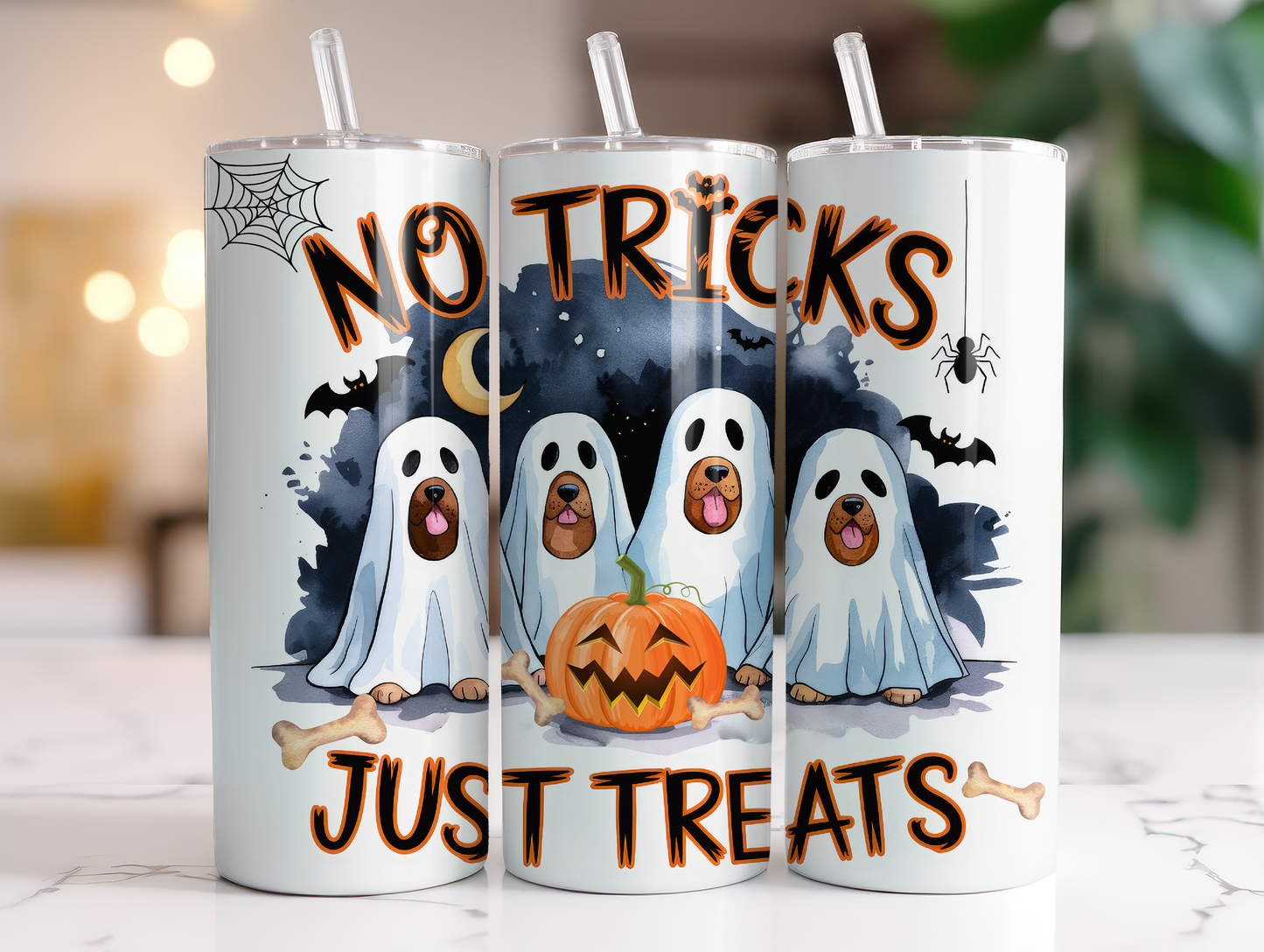 No Tricks Just Treats- 20oz Skinny Stainless Steel Tumbler